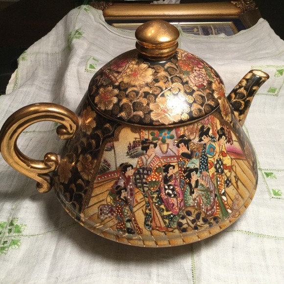 Satsuma Other - Vintage Satsuma Moriage 1/2 Gal.Teapot